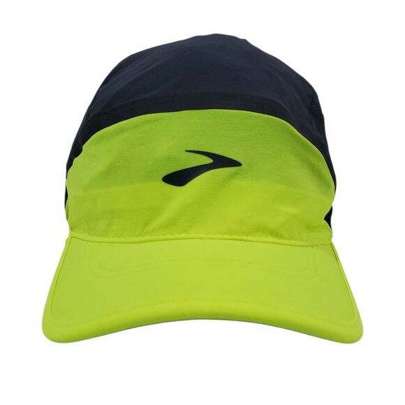 Brooks Running Base Hat Neon Yellow Black Training Apparel Adjustable Light - Picture 2 of 11